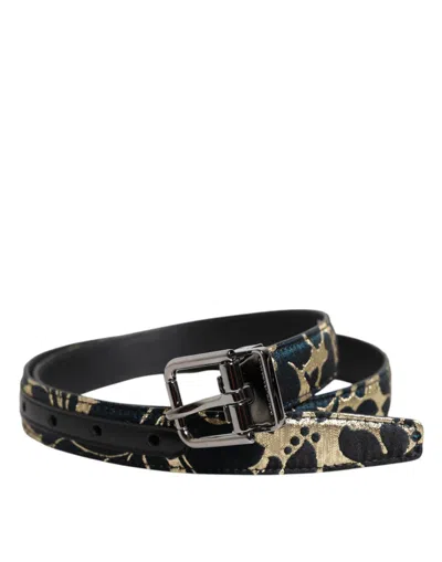 Pre-owned Dolce & Gabbana Multicolor Jacquard Leather Logo Buckle Men's Belt ()