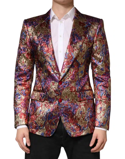 Dolce & Gabbana Jacquard Single Breasted Blazer Notched Lapel In Multi