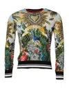 Dolce & Gabbana Tropical Heart Crown Silk Pullover Sweater