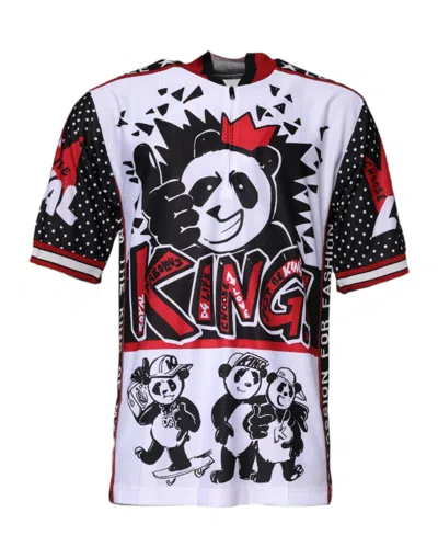 Pre-owned Dolce & Gabbana Multicolor King Panda Print Zipper Collar Men's T-shirt ()
