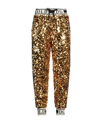 Dolce & Gabbana Multicolor Knit Jogger Pants In Brown