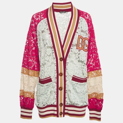 Pre-owned Dolce & Gabbana Multicolor Lace Sheer Oversized S