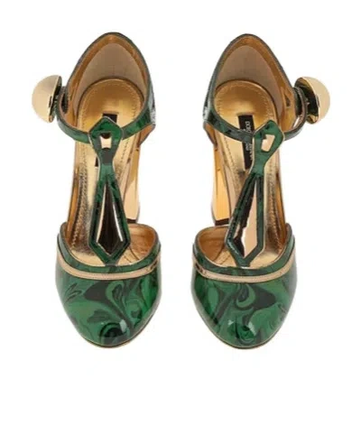 Dolce & Gabbana Multicolor Laceup Sandals In Green