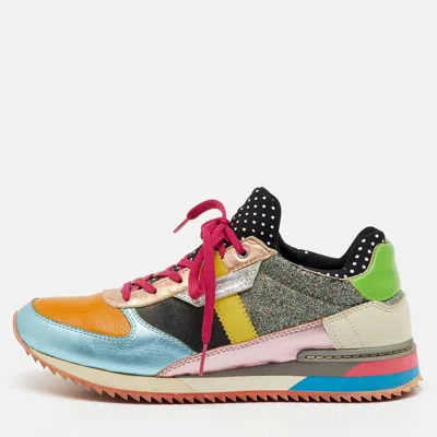 Pre-owned Dolce & Gabbana Multicolor Leather And Glitter Low Top Sneakers Size 38
