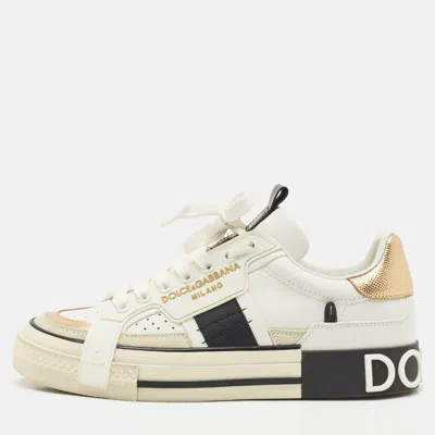 Pre-owned Dolce & Gabbana Multicolor Leather And Suede Custom 2.zero Sneakers Size 38