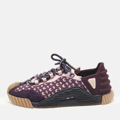 Pre-owned Dolce & Gabbana Multicolor Leather And Suede Ns1 Lace Up Sneakers Size 37.5