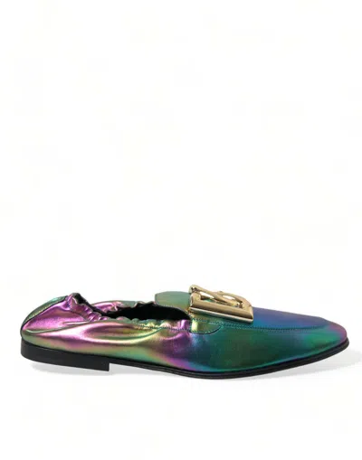 Dolce & Gabbana Multicolor Leather Dg Logo Loafer Dress Men's Shoes