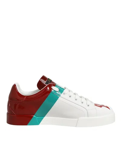Pre-owned Dolce & Gabbana Multicolor Leather Logo Low Top Sneakers Men's Shoes ()