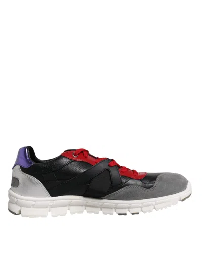 DOLCE & GABBANA DOLCE & GABBANA MULTICOLOR LEATHER SUEDE LOW TOP SNEAKERS MEN'S SHOES
