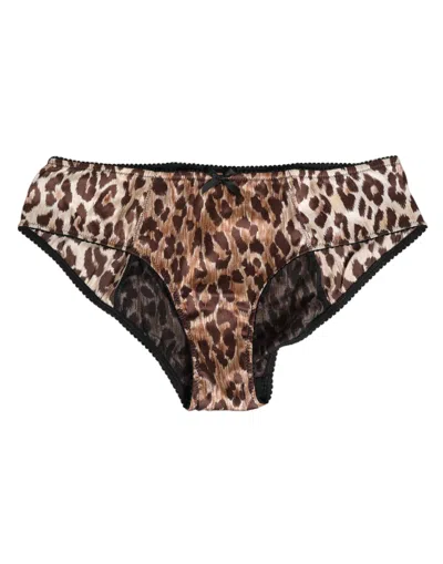 Dolce & Gabbana Multicolor Leopard Print Girdle Panty Underwear In Brown