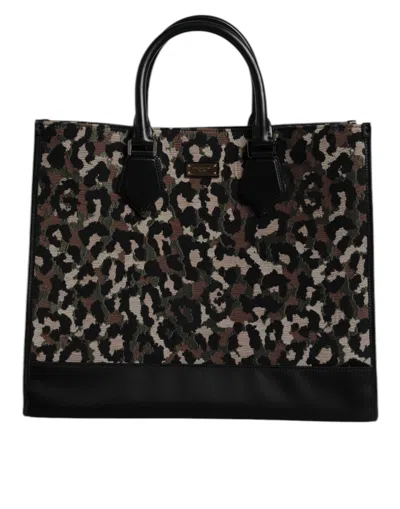 Dolce & Gabbana Multicolor Leopard Shopping Tote Shoulder Bag