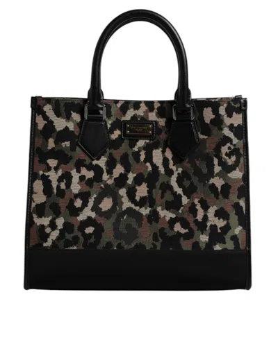 Dolce & Gabbana Multicolor Leopard Shopping Tote Shoulder Men's Bag