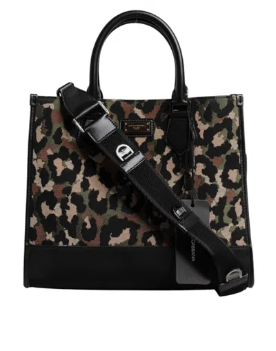 Dolce & Gabbana Multicolor Leopard Shopping Tote Shoulder Men's Bag