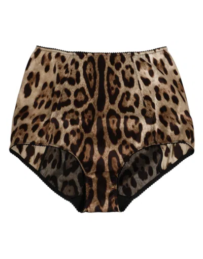 Dolce & Gabbana Multicolor Leopard Silk High Waist Girdle Underwear
