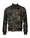 Dolce & Gabbana Multicolor Logo Full Zip Men Bomber Sweater In Green