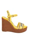 Dolce & Gabbana Maiolica Embroidered Wedge Sandals In Multicolour