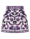 Dolce & Gabbana Multicolor Maiolica Print Bermuda Shorts In Purple