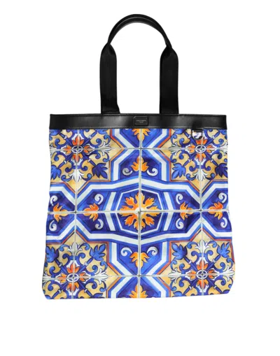 Dolce & Gabbana Multicolor Maiolica Print Tote Shoulder Strap Women's Bag