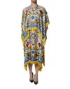 Dolce & Gabbana Multicolor Majolica Kaftan Short Sleeves Maxi Women's Dress