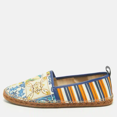 Pre-owned Dolce & Gabbana Multicolor Majolica Print Canvas Slip On Espadrilles Size 45