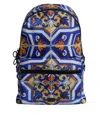 Dolce & Gabbana Multicolor Majolica Print Nylon Travel Backpack Bag