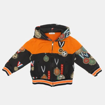 Pre-owned Dolce & Gabbana Multicolor Medal Printed Hoodie 2 Years