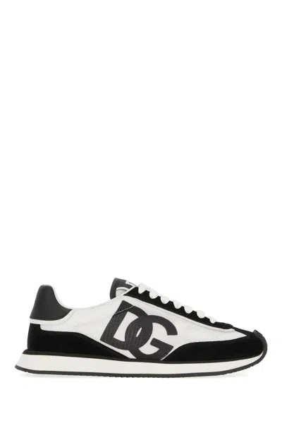 Dolce & Gabbana Multicolor Mesh And Split Leather Cushion Sneakers In White