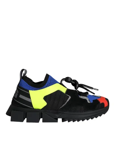 Dolce & Gabbana Multicolor Mesh Sorrento Trekking Sneakers Shoes In Black