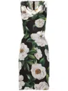 Dolce & Gabbana Multicolor Midi Silk Dress In Black