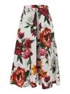 Dolce & Gabbana Multicolor Midi Skirt With All-over Floral Print And Rear Zip Closure In Cotton Woman