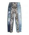 Dolce & Gabbana Patchwork Damask Tapered Jeans In Blue
