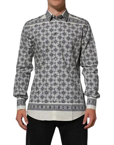 Dolce & Gabbana Multicolor Monkey Tie Print Gold Dress Shirt In Black