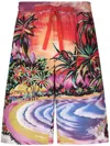 Dolce & Gabbana Bermuda Shorts With Hawaii Print In Multi