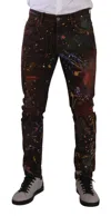 Dolce & Gabbana Brown Splash Color Cotton Regular Denim Jeans