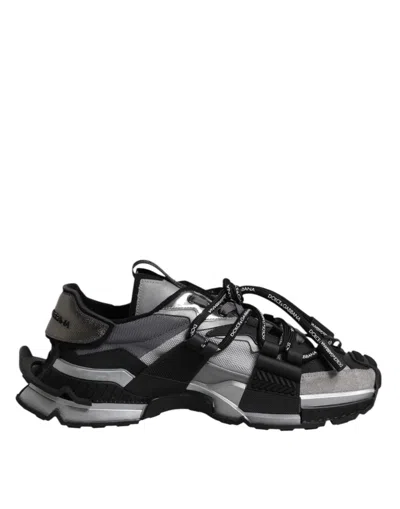 Dolce & Gabbana Multicolor Panelled Space Sneakers Shoes In Gray