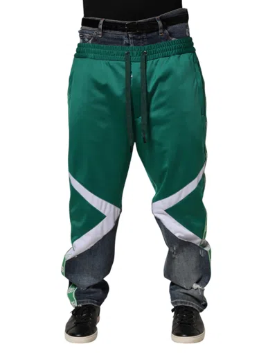 Dolce & Gabbana Multicolor Panelled Straight-leg Denim Jeans In Green