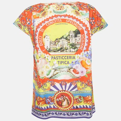 Pre-owned Dolce & Gabbana Multicolor Pasticceria Tipica Print Poplin Tunic Top M