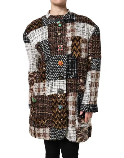 DOLCE & GABBANA DOLCE & GABBANA MULTICOLOR PATCHWORK BUTTON DOWN WOMEN'S JACKET