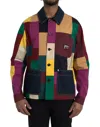 Dolce & Gabbana Multicolor Patchwork Cotton Collared Jacket In Multicolor
