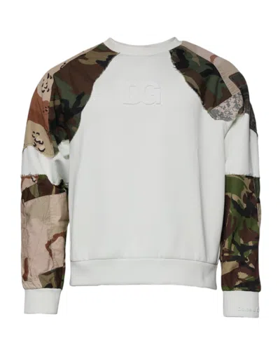 Pre-owned Dolce & Gabbana Multicolor Patchwork Cotton Crew Neck Men's Sweater ()