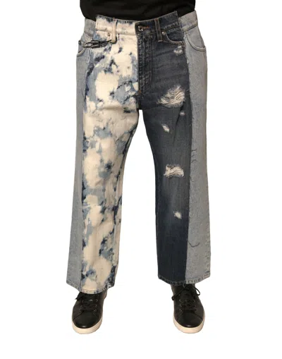 Dolce & Gabbana Multicolor Patchwork Cotton Straight Men Denim Men's Jeans In Gray
