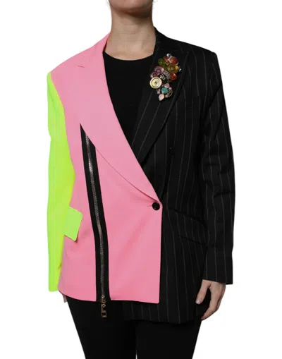 DOLCE & GABBANA DOLCE & GABBANA MULTICOLOR PATCHWORK EMBELLISHED COAT WOMEN'S JACKET