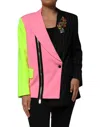 Dolce & Gabbana Multicolor Patchwork Embellished Coat Jacket In Multi