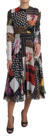 Dolce & Gabbana Multicolor Patchwork Floral Leopard Dress In Multi