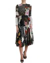 DOLCE & GABBANA DOLCE & GABBANA ELEGANT PATCHWORK SILK MIDI A-LINE WOMEN'S DRESS