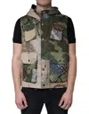 Dolce & Gabbana Multicolor Patchwork Hooded Vest Jacket In Multicolor