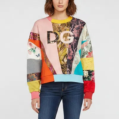 Pre-owned Dolce & Gabbana Multicolor Patchwork Jersey And Jacquard Sweatshirt M