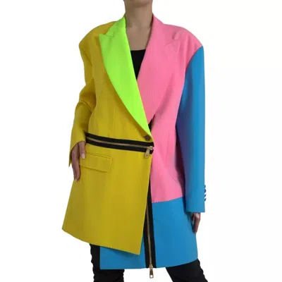 Pre-owned Dolce & Gabbana Multicolor Patchwork Peak Lapel Coat Women's Jacket ()