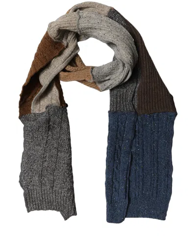 Dolce & Gabbana Multicolor Patchwork Wool Knit Shawl Women's Scarf