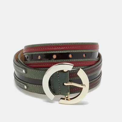Pre-owned Dolce & Gabbana Multicolor Patent And Leather Buckle Belt 90 Cm